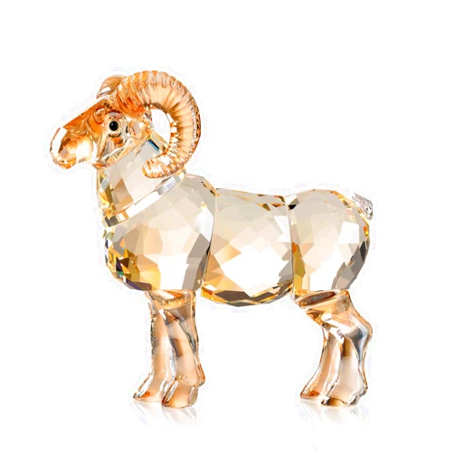 DOJOZ Realistic Animal Crystal Goat Art Figurine Collection Table top Ornament Statue Home Decor (Gold)