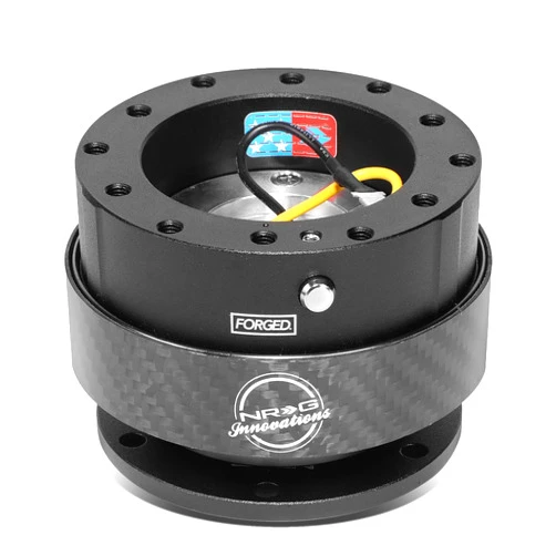 NRG Innovations Gen 2.0 Steering Wheel Quick Release Kit,Black Body, Black Carbon Fiber Ring, 6x70mm & 6x74mm Bolt Pattern, NRG-SRK-200CF