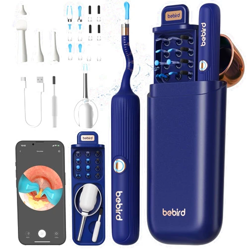 Oushome BEBIRD Ear Wax Removal Tool Camera, Visual Earwax Cleaner with Cleaning Kit as Spade/Spoon/Pick/Tweezer Clean Ears for Family, Ear-Scope Otoscope Wireless WiFi Connect