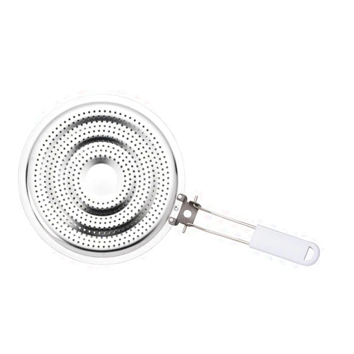 HIC Kitchen Heat Diffuser Reducer Flame Guard With Removable Handle, Stainless Steel, Distributes Heat Evenly And Reduces Scorching, For Gas Electric Glass Stovetops, 8.25-Inch