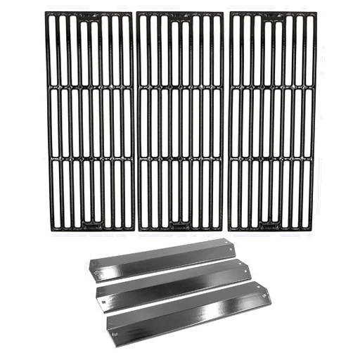 Hongso Grill Parts for Chargriller 5050, 5650, 3001, 3030, 5072, 3008, 4000, 5252, 5050 Grill Models, Porcelain Steel Heat Plate,Polish Porcelain cast Iron grates.