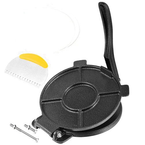 MUGTUTU Tortilla Press, Tortilla Maker, Heavy Duty Tortilla maker press, Flour Tortilla press, Tortilla press,Tortilla maker press（Include 100 Pcs Parchment Paper and a Dough Scraper)7.5IN