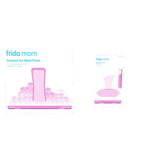 Frida Baby Frida Mom 2-in-1 Postpartum Absorbent Frida Mom Postpartum Perineal Ice Maxi Pads & Perineal Medicated Witch Hazel Full-Length Cooling Pad Liners, 24-Count Modern