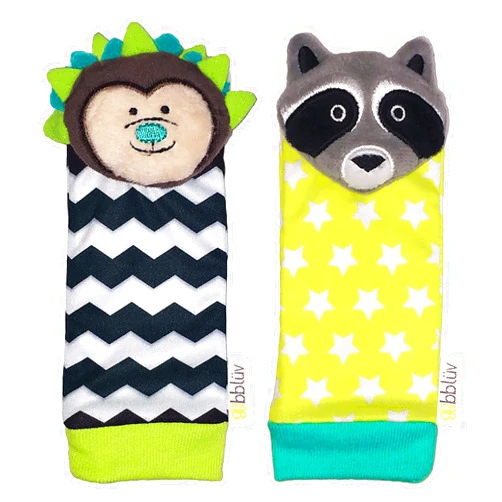 bblüv – Düo - Foot Finders - Fun and Colorful Baby Developmental Socks with Rattle (Fox and Owl)