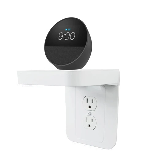 BELIEFLUO Outlet Shelf Holder, Bathroom Decor with Built-in Cable Management,A Space Saving Solution for Homepod Mini,Google Home/Echo/Smart Speakers/Electric Toothbrush/Cell Phone (Standard)