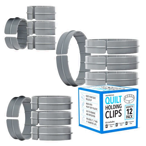 IMPRESA [Variety 12 Pack] 2,3,4 Inch Diameter Quilting Rings - Versatile Clamps Quilt Clip for Machine Quilting Creations - 1