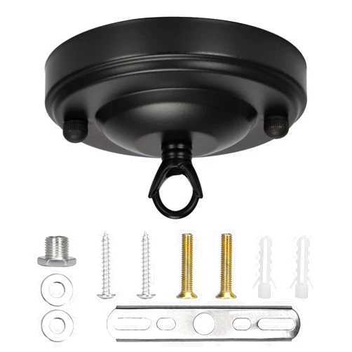 S SANGLE SOPFFY Sangle Sopffy Light Canopy Kit,Ceiling Light Plate with Loop,4.1 inch,Rated 22lbs, Ceiling Lamp Cover Plate,Iron Chandelier top plate,Vintage Ceiling Canopy Kit,Plant Hanger,Black