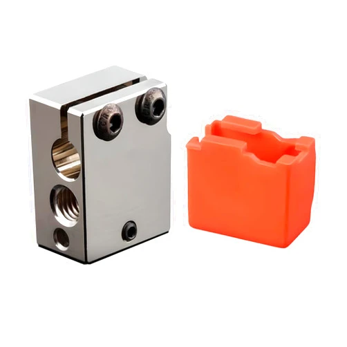 Newwish Volcano Plated Copper Heater Block,Volcano PT100 Heating Block with Silicone Sock for Volcano Hotend,Prusa i3 Hotend Volcano,Sidewinder X1 X2,FLSUN SR Heater Block.(1PC)