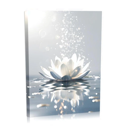FUNHUA Lotus Flower Canvas Print Pictures Floral Blooming Painting Yoga room Bathroom Bedroom Decor Modern Nature Artwork Framed Ready to Hang 12X16inches
