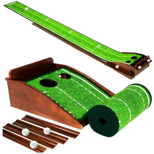 Dachenus Putting Green Indoor Mat Outdoor Golf Putting Mat with Automatic Ball Return - Ideal for Home, Office, and Outdoor Use