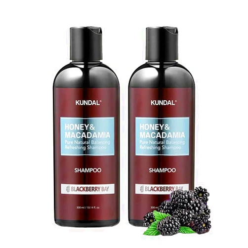 KUNDAL Honey&Macadamia Hydro-Intensive Moisture Premium Nature Hair Shampoo [Blackberry Bay] Sulfate Free, Macadamia Oil for Damaged Hiar care, Deep Clean & Hydration 1,000ml (300ml x2ea)