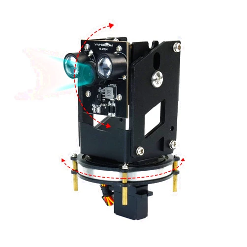 Yahboom Digital Servo Multi-angle Steering Gimbal Electric 2 degrees of freedom DOF Camera PTZ with LED Light for DIY Robot Car (2DOF Advanced Ver)