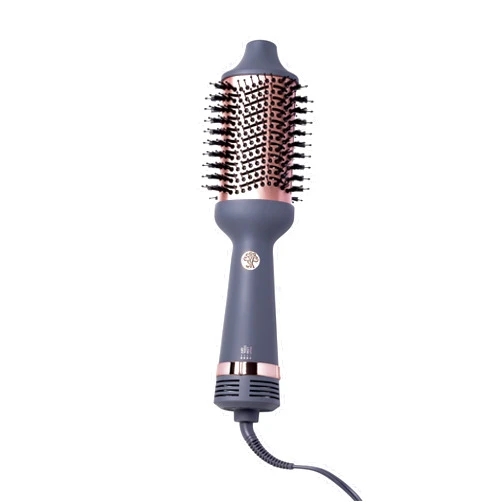Hairitage Up in The Air Volumizing Brush + Hair Dryer for Curling & Straightening - Ceramic Tourmaline - One-Step Blowout Brush + Volumizer - Bouncy Blownout Hair - 2 Heat Speeds + Cool Option, Grey