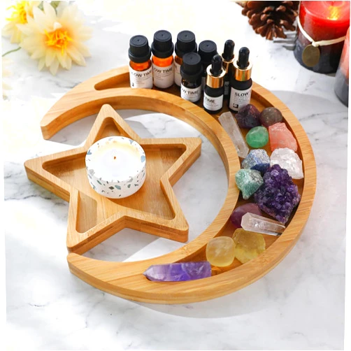 Homelavie Moon Star Crystal Stone Tray Set, 11.8