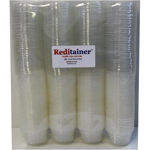 Reditainer Jello Shot Souffle Portion Cups with Lids (200, 3.25 ounce)