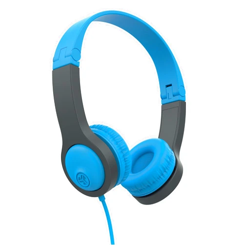 JLab JBuddies Folding Kids Wired Headphones Gen 2, Blue/Grey, Toddler Headphones, Noise Isolation, Kids Safe, Volume Limiting Headphones, Headphones for Children Ages 2+