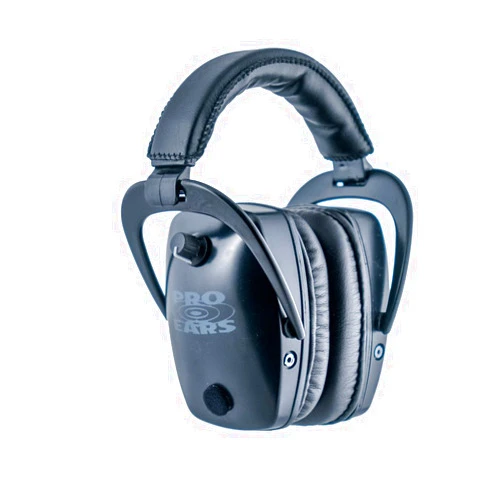 Pro Ears Pro Tac Slim ​Gold Ear Muffs, Military Grade Electronic Hearing Protection & Amplification, Up To 250 Hours Battery Life, Made in USA, Black, N-Type Batteries