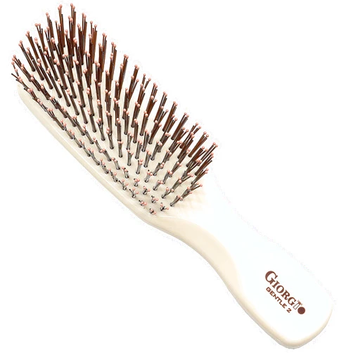 Giorgio Gentle Ivory Mini Hair Brush – 6.25 Inch, Men, Women & Kids, Compact Detangler, Soft Bristles, Sensitive Scalp, Scalp Massager, Travel Hair Brush