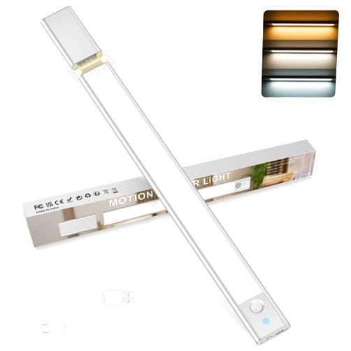 DUSKTEC Closet Lights Motion Sensor Under Cabinet Lighting Wireless 76LEDs Removable Battery Operated 3 Colors Rechargeable Magnetic Stick-on LED Light Bar Dimmable for Kitchen Counter Pantry