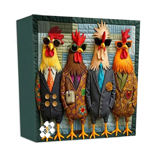 Oocpin Runway Roosters Jigsaw Puzzle 1000 Pieces for Adults, Fashionable Rooster Art Puzzle, Challenging Difficult Animal Puzzles, Unique Gift for Puzzles Enthusiasts & Art Lovers (Rooster)