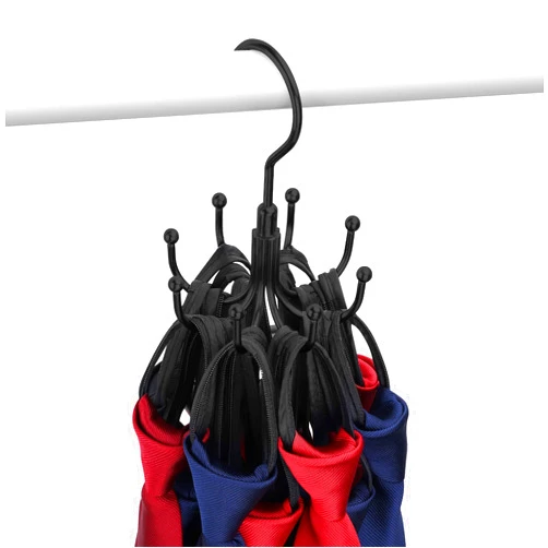 OMHOMETY Tie Rack Tie Hanger for Men Closet, Max 24 Capacity Rotatable Metal Space Saving Necktie Organizer Tie Storage Holder, Black 1 Pack