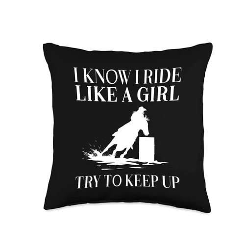 Cute Rodeo Cowgirl Lover Equestrian Race Designs Funny Barrel Racing Gift for Women Rodeo Horse Racer Girl Throw Pillow, 16x16, Multicolor