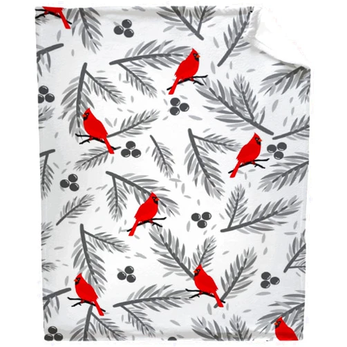 Daiitokuo Cardinal Birds Leaf Merry Christmas Luxury Fleece Microfiber Lightweight Plush Ultra-Soft Throw Blanket Fuzzy Blankets for Bed Couch Sofa 50