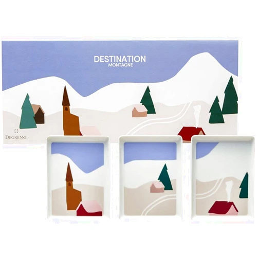 DEGRENNE | Luxury French Rectangular Shared Plate Gift Box | Destination Mer Collection | Set of 3