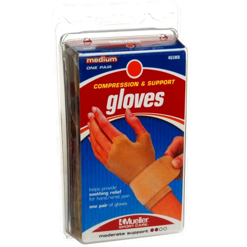 MUELLER Compression & Support Gloves, Medium, 1-Count Packages (Pack of 2)