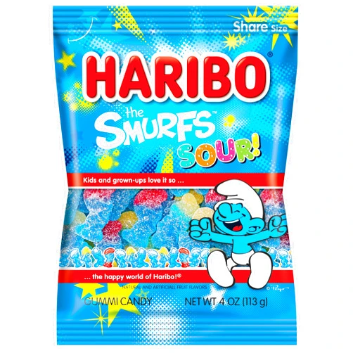 Haribo of America Sour Smurfs Candy, 4 Ounce