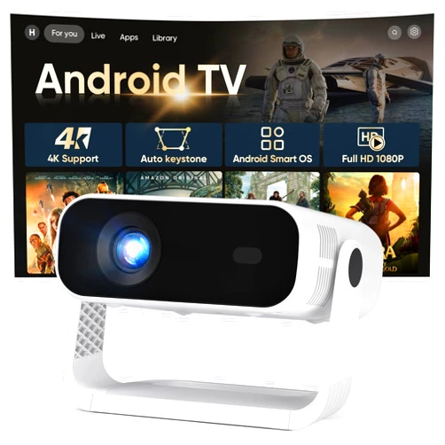 ZDK Smart Mini Projector with WiFi 6 & Bluetooth, Android TV，Auto Keystone for Bedroom