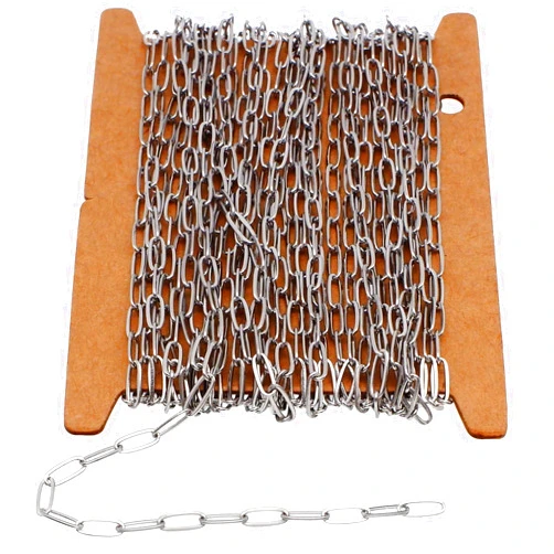 THREENEST 16.4-Feet Width 2.6mm Stainless Steel Paperclip Chains, Flat Wire Soldered Cable Long Craft Chain for Necklace Bracelet Earring Jewelry Making (2142)