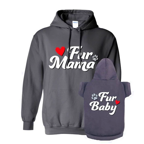 APPARELYN Matching Hoodies for Dogs and Humans - Fur Mama Fur Baby Dog or Cat- Soft Dog Sweatshirt Set - Premium Dog Hoodie is a Great Gift for Christmas, Thanksgiving, Hanukkah, New Years