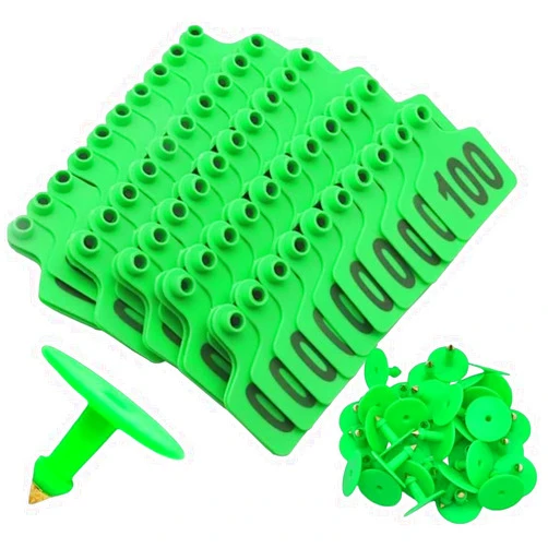Fightingya Cattle Ear Tags with Numbers Plastic Livestock Ear Tag Marker Livestock Ear Tag for Goat Cattle Cows Calf Sheep Pig Pink Bull 101-200 Green 901-1000