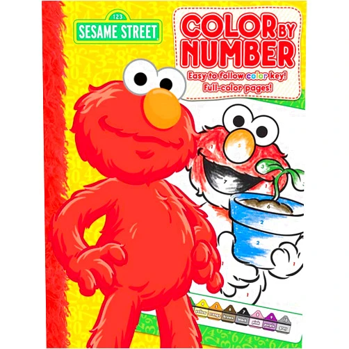 Bendon Sesame Street 48-Page Color by Number Coloring Book with Full-Color Border Guide