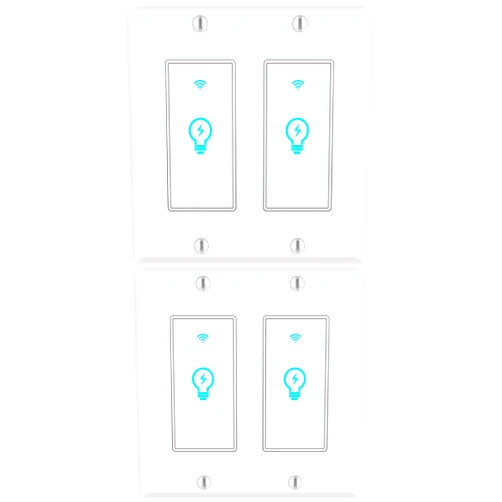 Bekca Smart Light Switch, Alexa Smart Double Switch, Smart Light Switch 2 Gang with Timing Schedule and Remote Control, Neutral Wire Needed, Compatible with Alexa and Google Home, Single Pole (4Pack)