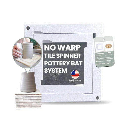 OUTPOST POTTERY Tile Spinner - No-Warp Pottery Bat System - Durable Plastic Clay Spinner Pottery Wheel Tool - Use Ceramic Tiles as Throwing Bats - Fits 6