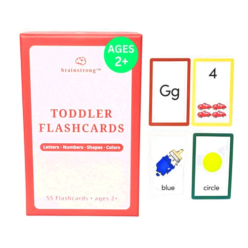 Brainstrong Toddler Essential Flashcards | Letters, Numbers, Shapes, & Colors | Ages 2-5 | Supports PreK & Kindergarten Curriculum | Premium 50 Flash Cards