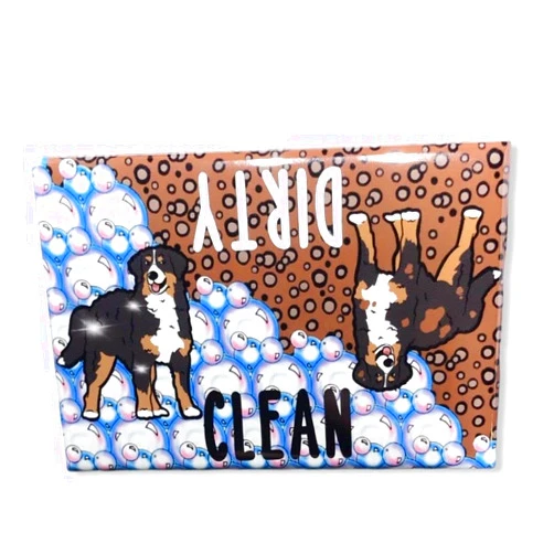 The Cloudy Corgi Bernese Mountain Dog Dishwasher Magnet, Clean Dirty Dog Sign, Kitchen Accessories & Decor, 2x3