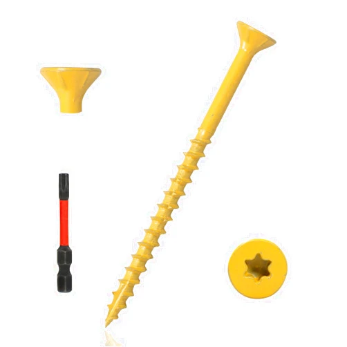 LUPANTER 500 Pcs Exterior Deck Screws 10#×3 inch, Wood Screws with Yellow Ceramic Coating, Premium Outdoor Rust Resistant Self Taping Screws,T25 Drive Bit includs.
