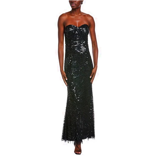Aidan Mattox Womens Embellished Gown, 6, Black
