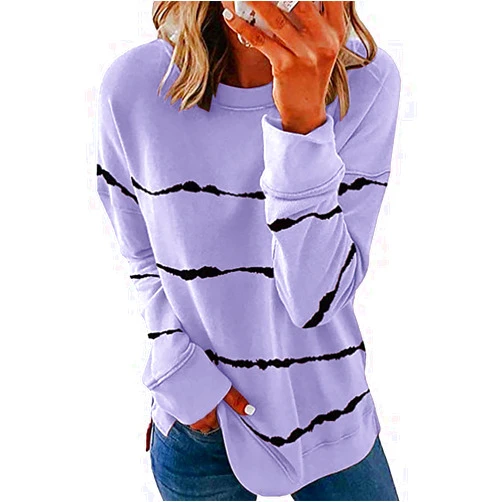 AUVHUIAD Fashion Design Long Sleeve Tee Shirt for Women Ruched Tunic Tops Pullover Blouse Flowy Purple Small