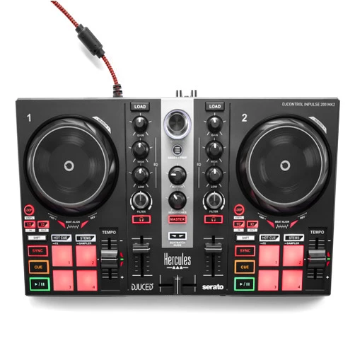 Hercules DJControl Inpulse 200 MK2 — Ideal DJ Controller for Learning to Mix — Software and Tutorials Included, Black