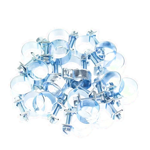 HELIFOUNER 20 Pieces 15-17mm Mini Fuel Injection Style Hose Clamps, Zinc Plated Adjustable Pipe Hose Clip Tube Clamps (19/32''-11/16'' Diameter)