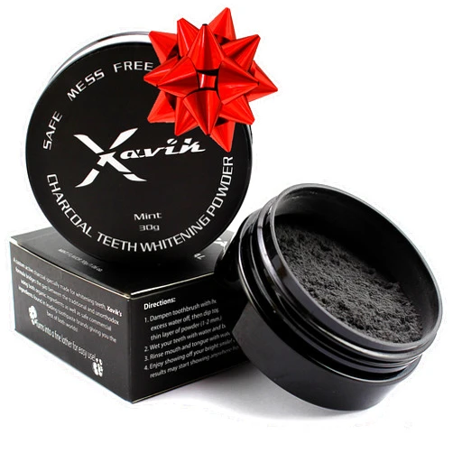 Xavik Activated Charcoal Teeth Whitening Powder - Ultrafine Active Carbon Made from Organic Coconut Shell and Natural Teeth Whitener with Fresh Mint Flavor. Toothpaste Feel - Mess Free Non Abrasive