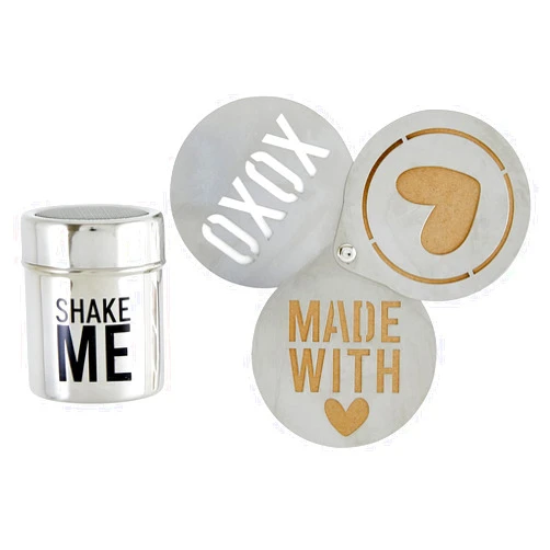 Santa Barbara Design Studio Gift Set Drinking Essentials SIPS Drinkware Black and White Cardboard Book Gift Box, 4-Pieces, Latte Stencil Kit