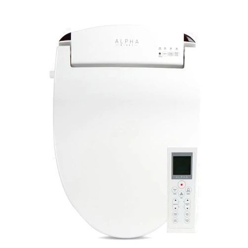 ALPHA BIDET JX2 Elongated Bidet Toilet Seat, White, Endless Warm Water, NEW* Bowl Mist, LED Light, Quiet Operation, Wireless Remote, Stainless Steel Nozzle, Sittable Lid, 3 Year Warranty