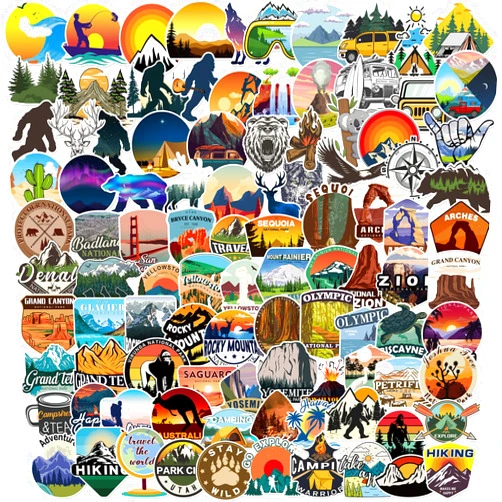 Adecortalk 300 Pcs Outdoor Hiking Adventure Camping Stickers Pack, Waterproof Wilderness Nature Travel Camper Summer Camp Stickers for Kids Boys Adults Teens Grils