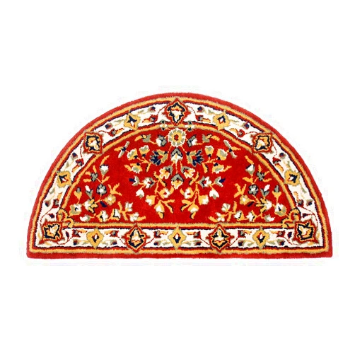 Minuteman International Burgundy Oriental Wool Hearth Rug, Half Round