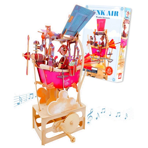 Ilo iló 3D Puzzles for Adults, DIY Mechanical Wooden Puzzle Model Kit for Adults & Teens, Building Sets for Kids 14+, STEM Toys Brainteaser, Unique Gift, Decor, Music Box Optional Not Included, Junk Air